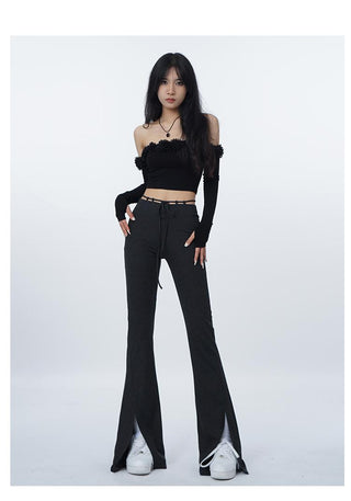 3D flower one-shoulder slim tube top
