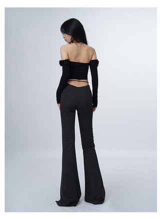 3D flower one-shoulder slim tube top