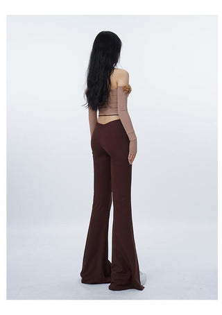 3D flower one-shoulder slim tube top
