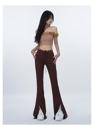 3D flower one-shoulder slim tube top