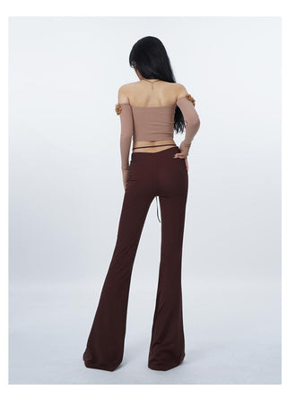 3D flower one-shoulder slim tube top