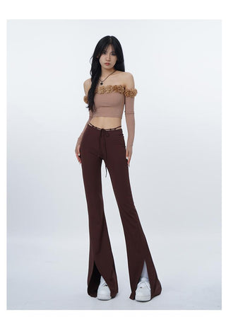 3D flower one-shoulder slim tube top