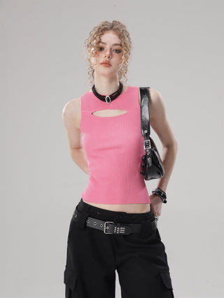 Cutout hollow knitted small camisole vest