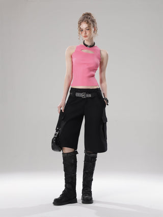 Cutout hollow knitted small camisole vest