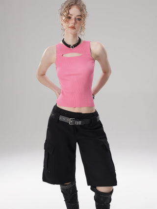 Cutout hollow knitted small camisole vest