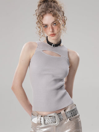 Cutout hollow knitted small camisole vest