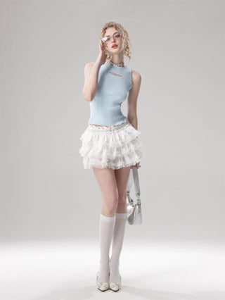 Cutout hollow knitted small camisole vest