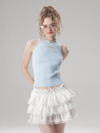 Cutout hollow knitted small camisole vest