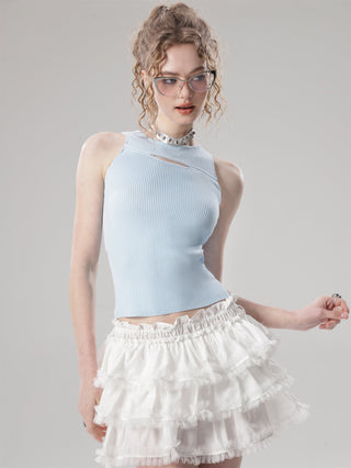 Cutout hollow knitted small camisole vest