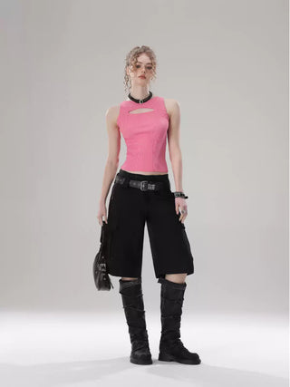 Cutout hollow knitted small camisole vest