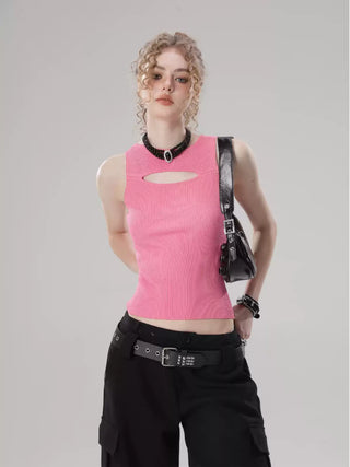 Cutout hollow knitted small camisole vest