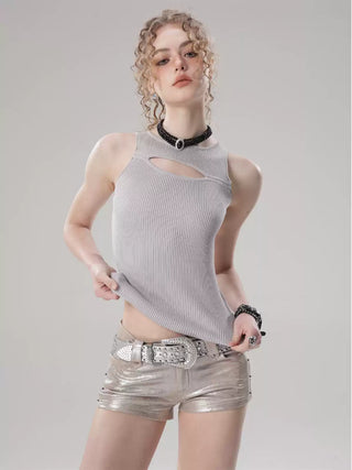 Cutout hollow knitted small camisole vest