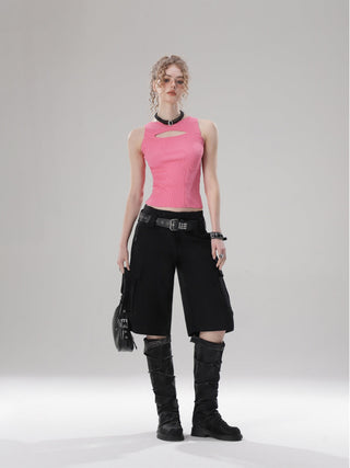 Cutout hollow knitted small camisole vest
