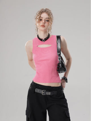 Cutout hollow knitted small camisole vest