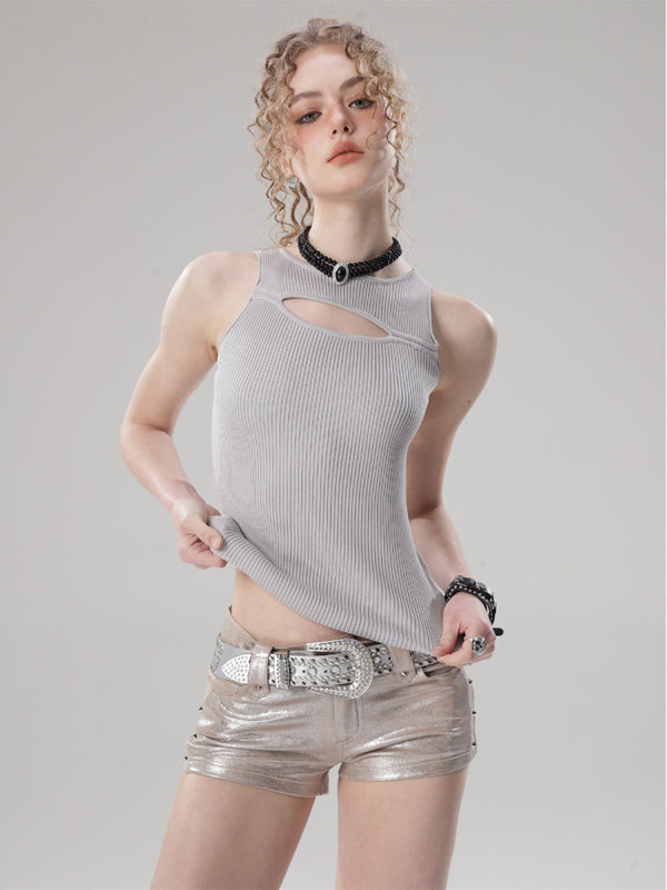Cutout hollow knitted small camisole vest