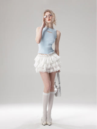 Cutout hollow knitted small camisole vest