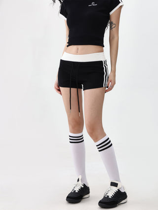 Contrast color slim sporty shorts