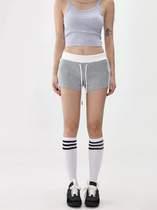Contrast color slim sporty shorts