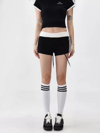 Contrast color slim sporty shorts