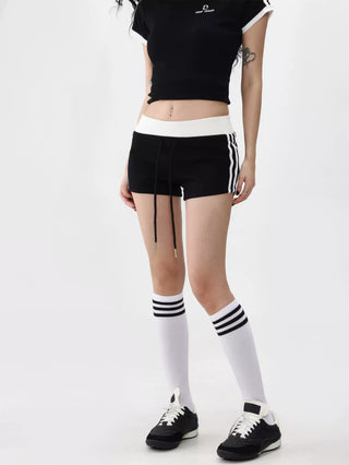 Contrast color slim sporty shorts