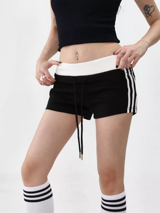 Contrast color slim sporty shorts