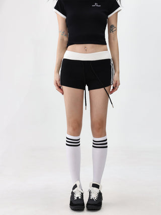 Contrast color slim sporty shorts