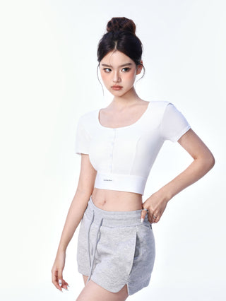 High waist drawstring casual shorts
