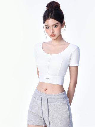 High waist drawstring casual shorts