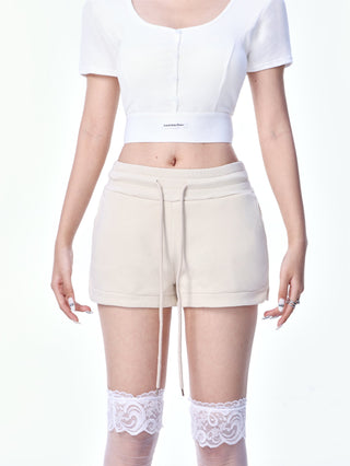 High waist drawstring casual shorts
