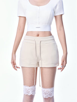 High waist drawstring casual shorts