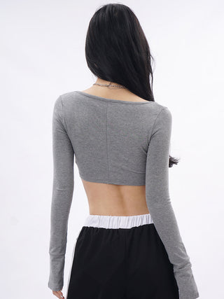 High waist long sleeve T-shirt