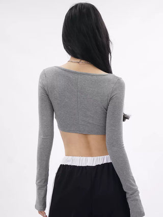 High waist long sleeve T-shirt