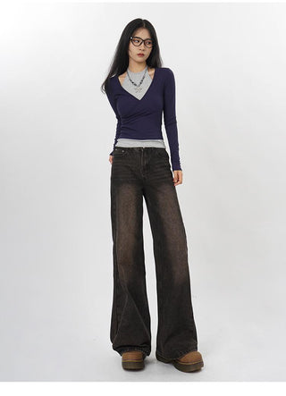 Slim halter neck fake two-piece top