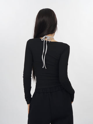 Slim halter neck fake two-piece top