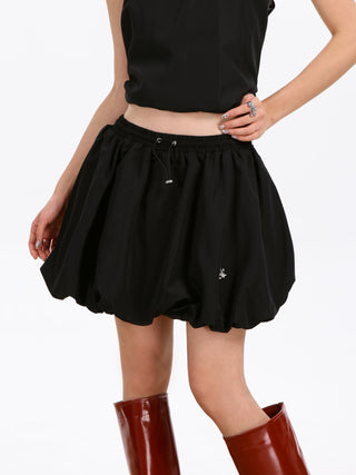 Halter Vest Top and High Waist A-line Short Skirt Two-piece Suit