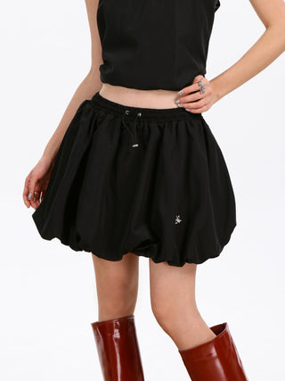 Halter Vest Top and High Waist A-line Short Skirt Two-piece Suit