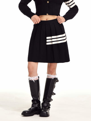 College style knitted cardigan and skirt suit