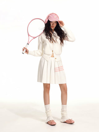 College style knitted cardigan and skirt suit