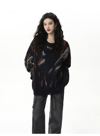 Graffiti Round Neck Loose Sweater