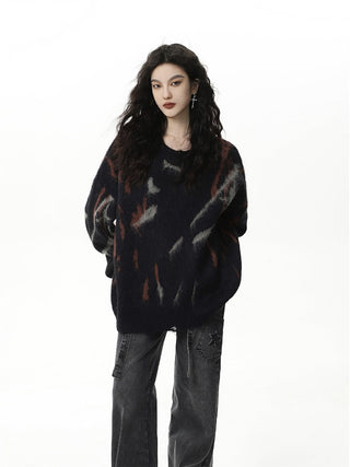 Graffiti Round Neck Loose Sweater