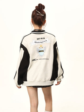 Contrast color embroidered sweatshirt