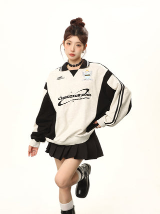 Contrast color embroidered sweatshirt