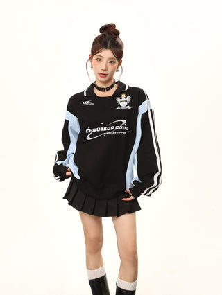 Contrast color embroidered sweatshirt