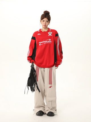 Contrast color embroidered sweatshirt