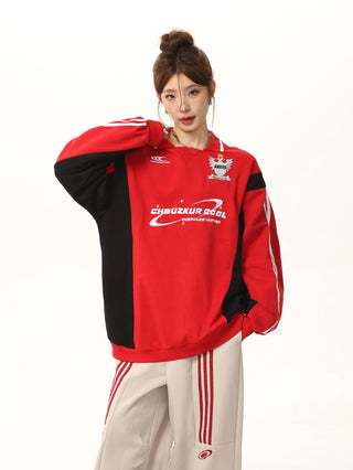 Contrast color embroidered sweatshirt