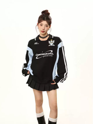 Contrast color embroidered sweatshirt