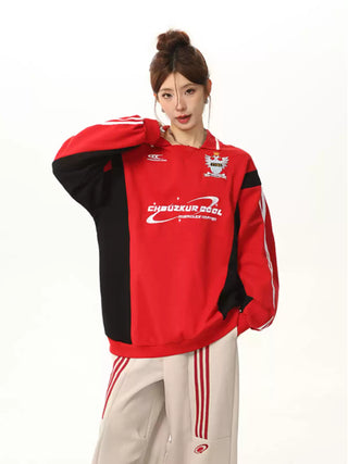 Contrast color embroidered sweatshirt