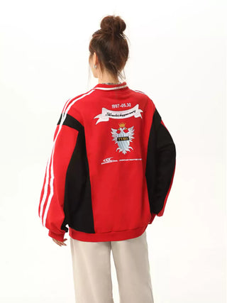 Contrast color embroidered sweatshirt