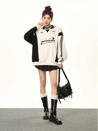 Contrast color embroidered sweatshirt