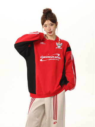 Contrast color embroidered sweatshirt